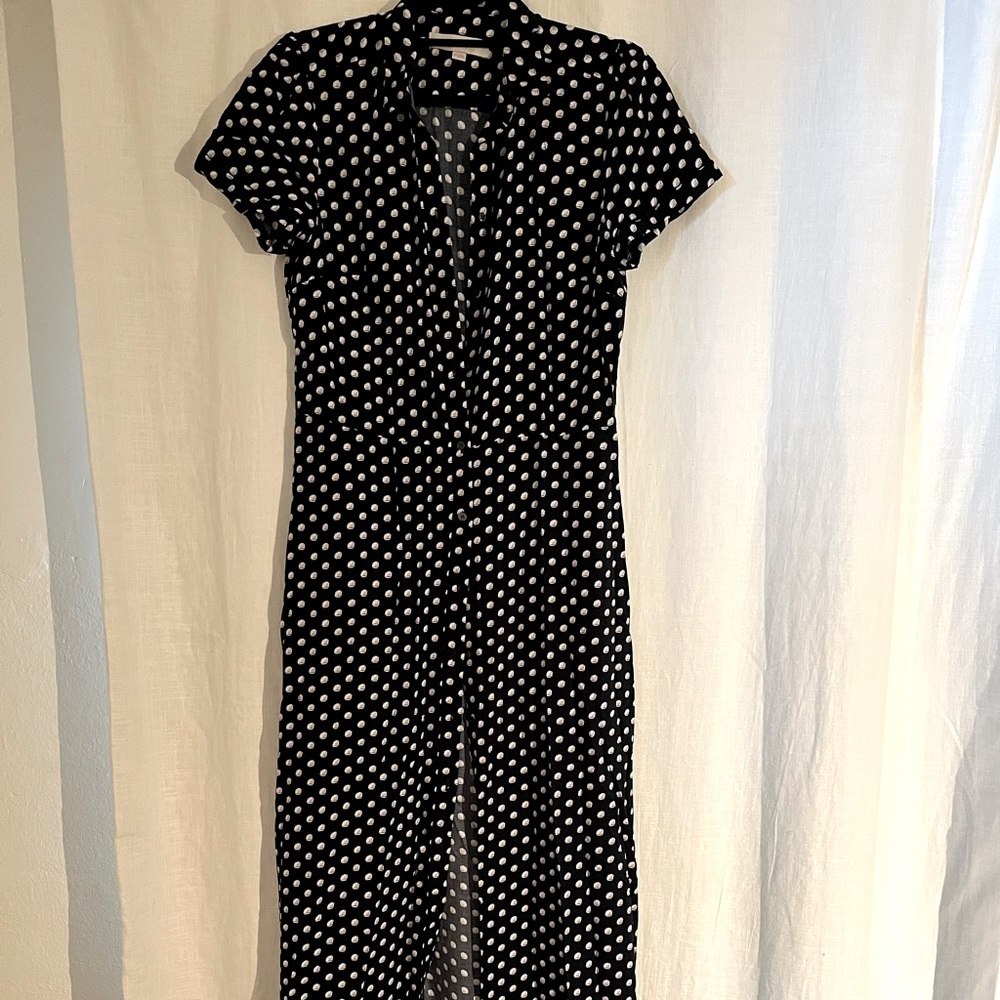 Loft, long navy floral dress, 8T